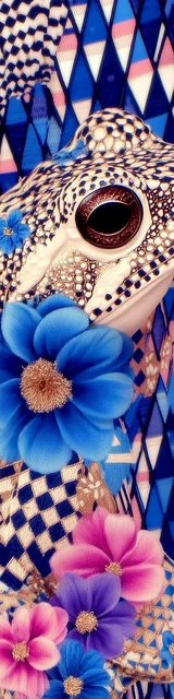 Free printable frog bookmark featuring blue diamonds floral white frog